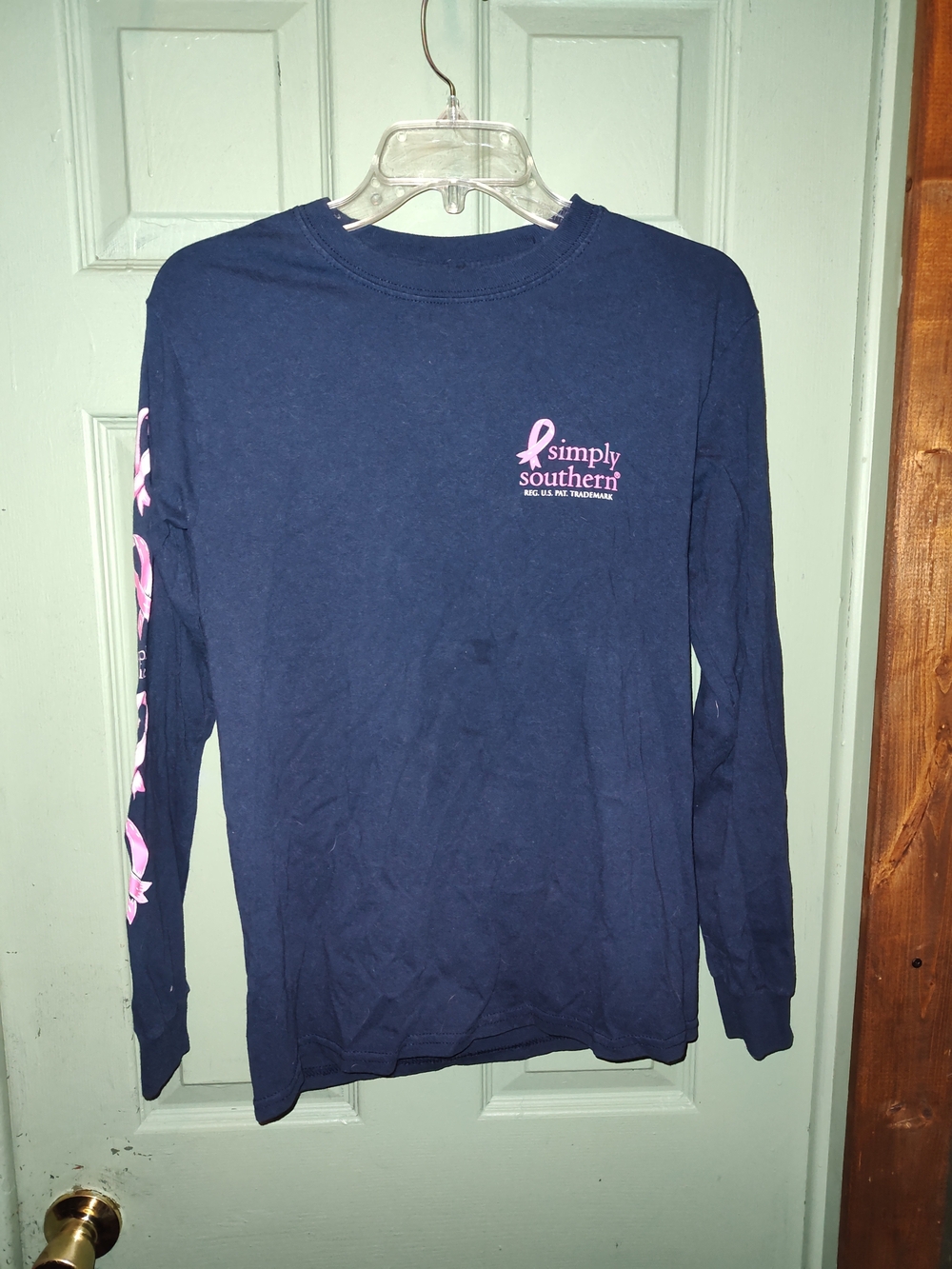Simply Southern Long Sleeve Top With Cancer Awareness Emblem